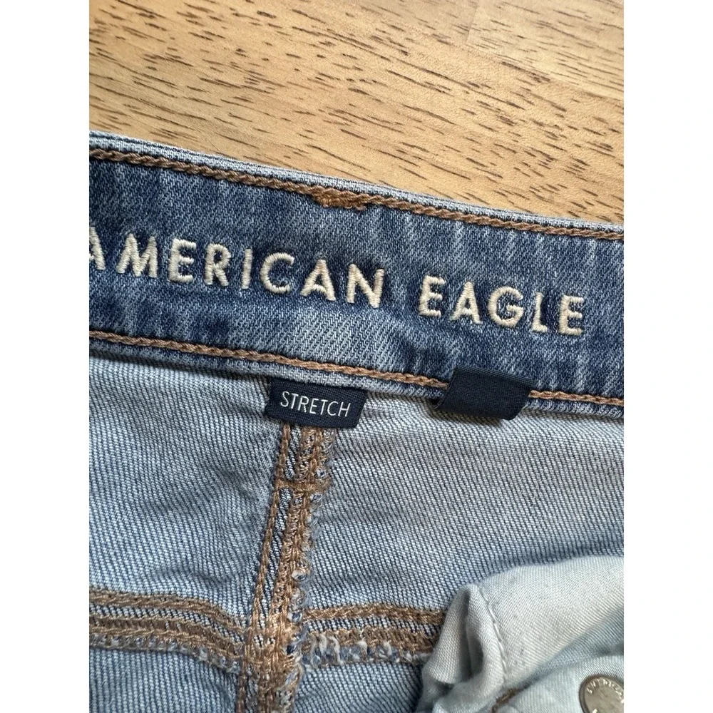 American Eagle AE Baggy Jeans Wide Leg Women Loose Holes Skater Festival 0 XS